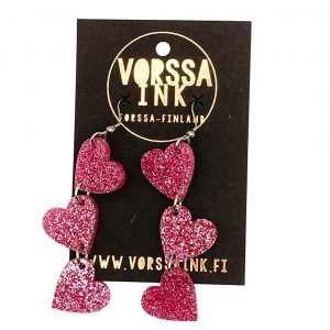 Korvakorut_Vorssa_Ink-Triple_Love_Glitteri-Vaaleanpunainen-muoti